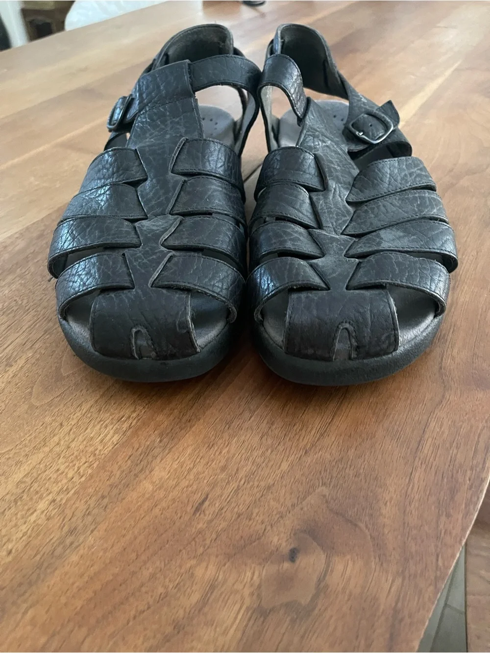 Mephisto Men’s Black Woven Leather Fisherman Sandals